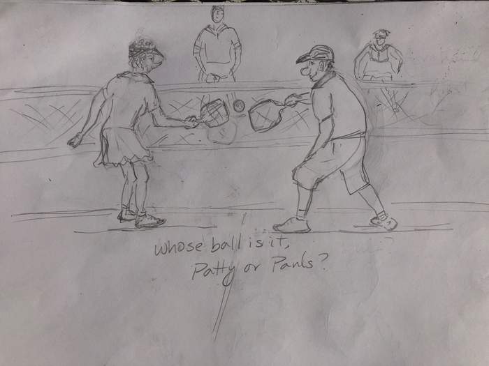 Pickleball players on court